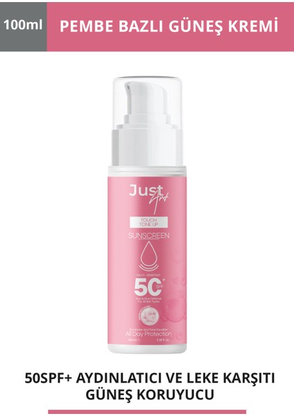 Ton Eşitleyici Yüksek Koruma Etkili SPF50+ Aydınlatıcı Pembe Yüz Güneş Kremi 100ML