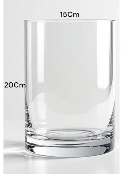 15 cm x 20 cm El Işçiliği Silindir Cam Vazo