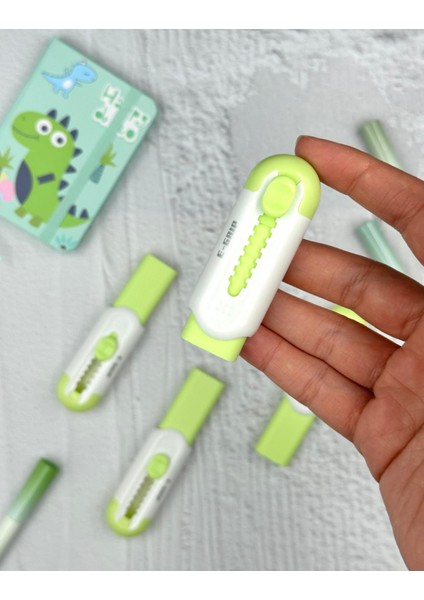 Açık Yeşil Renk Sürgülü Silgi / Kaydırmalı Silgi / E-Grip Silgi