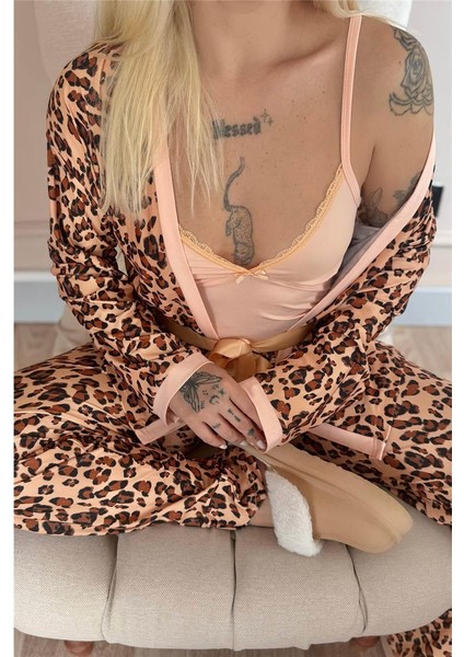 Karamel Wild Charm Exclusive Örme Sabahlıklı Kadın Pijama Takım indirimleri