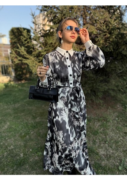 Dantel Işlemeli Elbise Tesettür Uyumlu Güpürlü Elbise