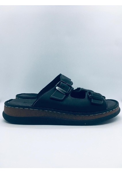 Ayarlanabilir Deri Comfort Kadın Terlik 2058 - Siyah