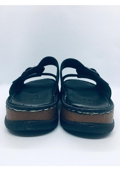 Ayarlanabilir Deri Comfort Kadın Terlik 2058 - Siyah fırsatları