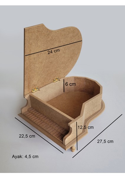 Ahşap, Ham Mdf, Boyanabilir Piyano Kutu