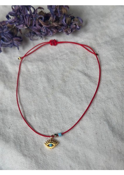 Mavi Göz Detaylı Kırmızı Ip Halhal fiyatları