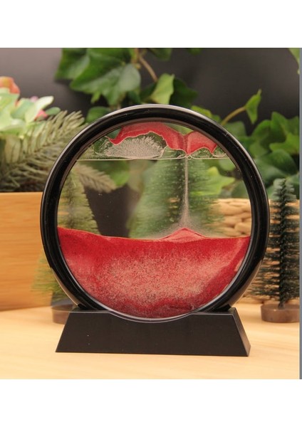 Isme Özel 3D Hareketli Sandscape Kum Saati Dekoratif-Kırmızı