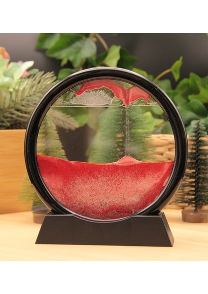 Isme Özel 3D Hareketli Sandscape Kum Saati Dekoratif-Kırmızı