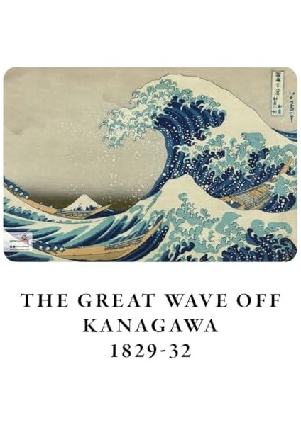 The Great W Off Kanagawa, Hokusai 1829-32, A4 Defter V, Çizgisiz, Toplam 64 Sayfa, Tel Dikiş, Esnek Kapak, Oval Kenar, Tuval Doku, 60 Gram, Sarı Krem Renk, 21X29,7X0,5CM