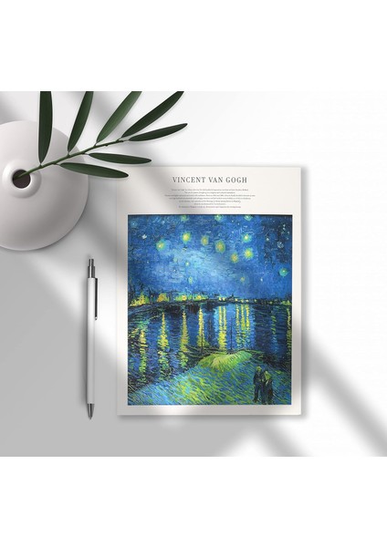Tanıtım Özel Tasarım Van Gogh Kapak A5 Çizgisiz Defter - 180 Derece Açılabilir, Sırtı DIKIŞLI,%100 El Işçiliği, Ofis Için Ideal, Planlayıcı (Rhone Üzerinde Yıldızlı Gece Desen)