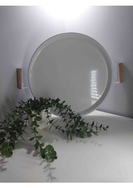 37 cm Kulplu Metal Tepsi