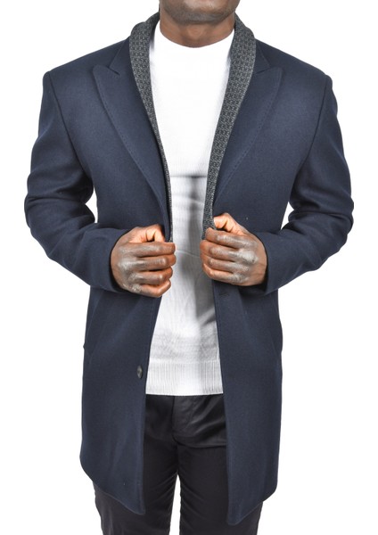 Çift Yaka Yakası Çıkabilen Dar Kesim Düğmeli Uzun Kaşe Kaban 2407001 fırsatları