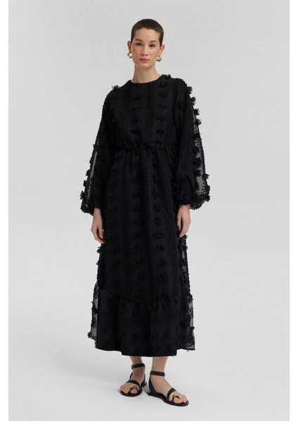 Beli Büzgülü Şifon Elbise Siyah fiyatları