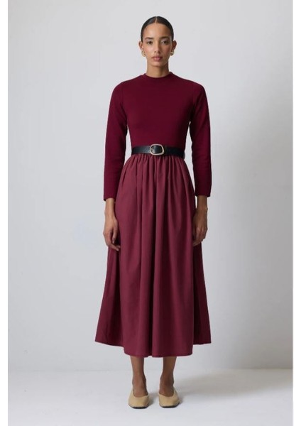 Pile Detaylı Elbise Bordo indirimleri