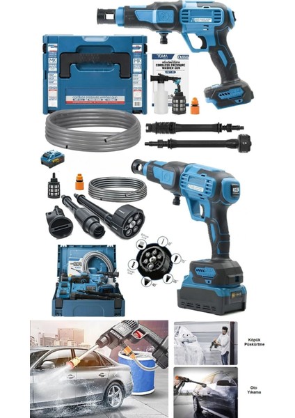 Şarjlı ve Yüksek Basınçlı Oto Yıkama Makinesi ve Sulama Tabancası Bahçe Yıkama Makinesi