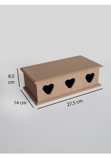 Ahşap, Ham Mdf, Boyanabilir 3 Bölmeli Çay Kutusu, Poşet Çaylık