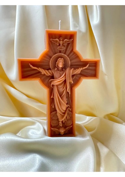Dekoratif Büyük Kokusuz Isalı Haç Mum 280 gr fiyatları