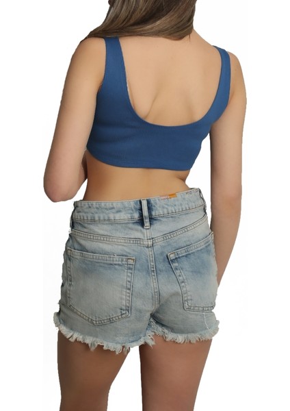 Kadın Askılı Crop Body Atlet