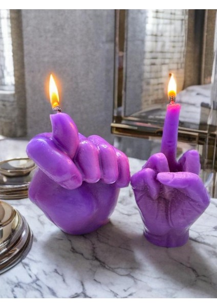 Esprili Hediyelik Nah ve Orta Parmak Mum Seti