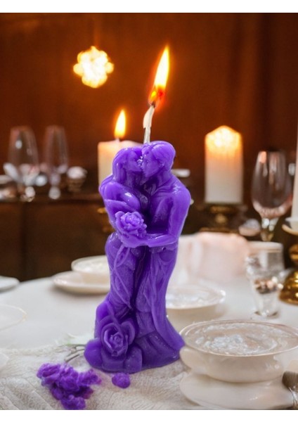 Dekoratif Hediyelik Romantik Sarılan Çift Sevgili Mum