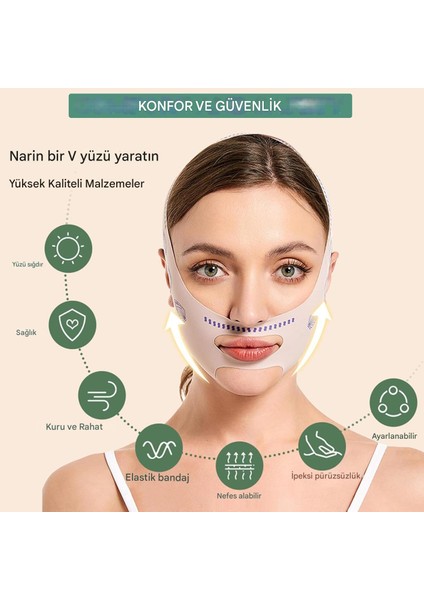 Tek Katmanlı V-Yüz Lifting Çene Maskesi, V-Line Şekilli, Yüz Germe Kemeri