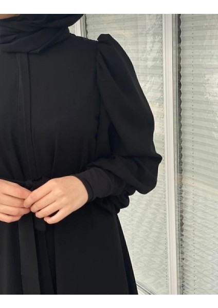 Omuz Büzgülü Balon Kol Ferace