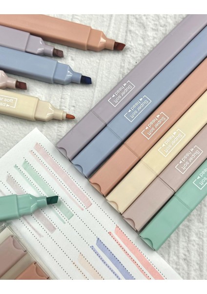 Çift Taraflı Soft Pastel Renkli 6'lı Marker Seti