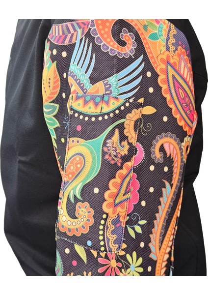 Aşçı Ceketi Desenli Unisex Çıtçıtlı Uzun Kollu Chef Aşçı Mutfak Ceket Etnik Desenli