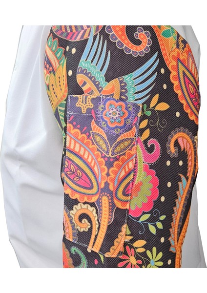 Aşçı Ceketi Desenli Unisex Çıtçıtlı Uzun Kollu Chef Aşçı Mutfak Ceket Etnik Desenli