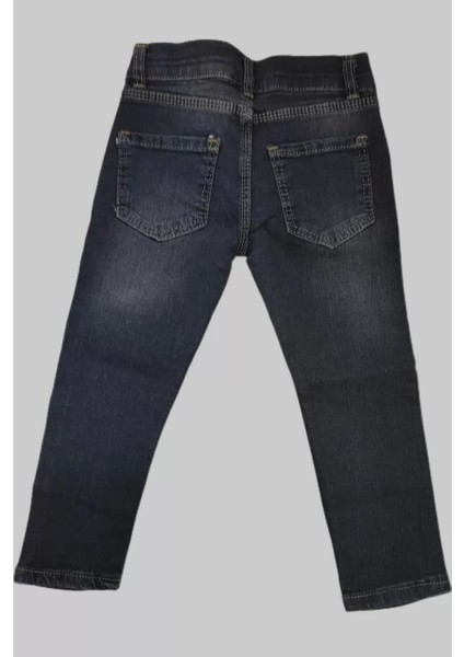 Erkek Çocuk Denim Çizgili Füme Tırktılı Ligralı Kot Pantolon