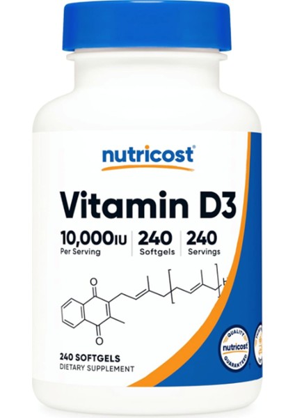Vitamin D3 10,000 Iu, 240 Softgel.abd Menşei