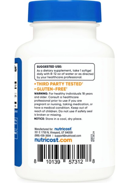 Vitamin D3 10,000 Iu, 240 Softgel.abd Menşei