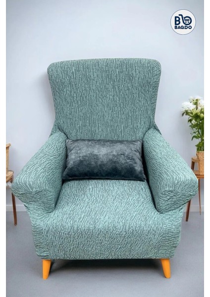 BAQDO Koltuk Örtüsü Kaliteli Pamuklu Jakarli Desen Çekyat-Streç Esnek Kanepe Kılıfı Yıkanabilir Tekli 1 Kişilik