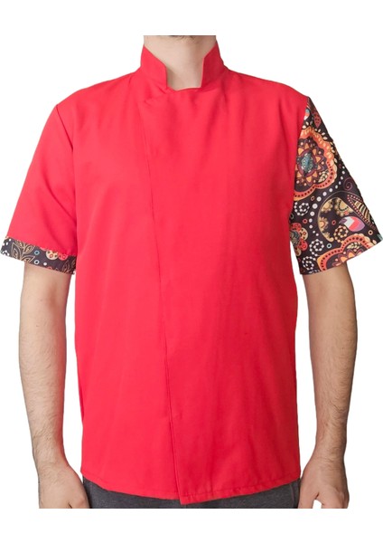 Aşçı Ceketi Desenli Unisex Çıtçıtlı Kısa Kollu Yazlık Chef Aşçı Mutfak Ceket K. Mandala Desenli