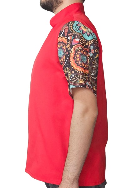 Aşçı Ceketi Desenli Unisex Çıtçıtlı Kısa Kollu Yazlık Chef Aşçı Mutfak Ceket K. Mandala Desenli fiyatları