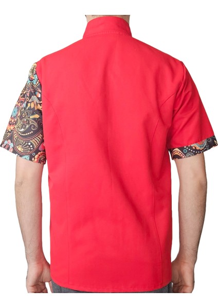 Aşçı Ceketi Desenli Unisex Çıtçıtlı Kısa Kollu Yazlık Chef Aşçı Mutfak Ceket K. Mandala Desenli modelleri