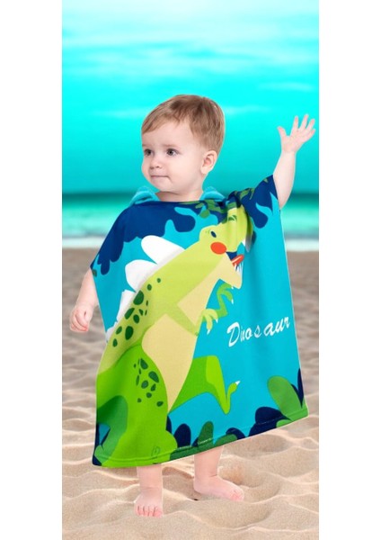 Erkek Çocuk Dinozor Baskılı Desenli Panço Havlu / Kapüşonlu fiyatları
