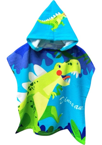 Erkek Çocuk Dinozor Baskılı Desenli Panço Havlu / Kapüşonlu modelleri