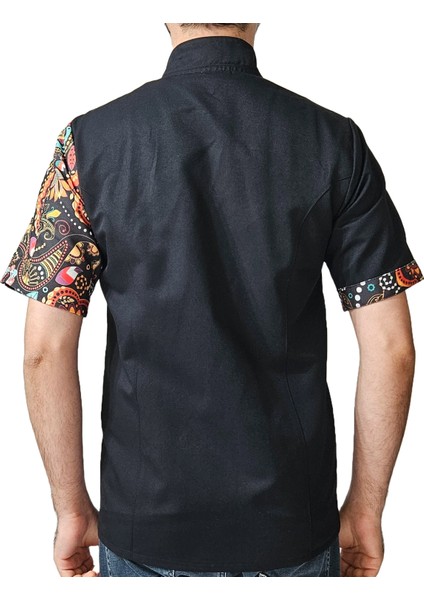 Aşçı Ceketi Desenli Unisex Çıtçıtlı Kısa Kollu Yazlık Chef Aşçı Mutfak Ceket Mandala Desenli