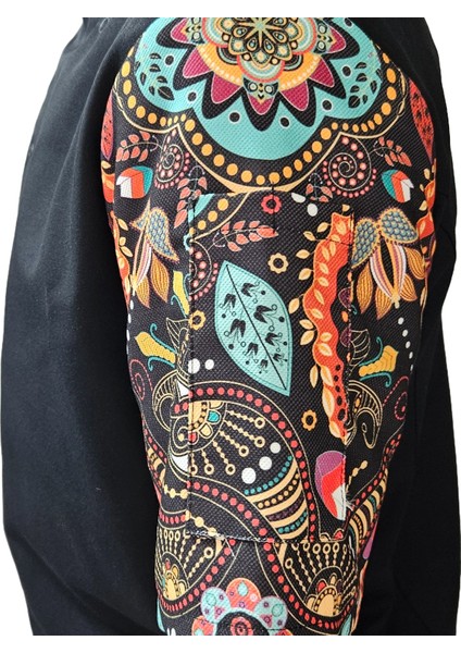Aşçı Ceketi Desenli Unisex Çıtçıtlı Kısa Kollu Yazlık Chef Aşçı Mutfak Ceket Mandala Desenli
