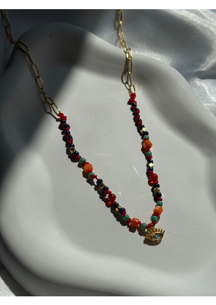 Göz Detaylı Renkli Boncuklu Kolye fiyatları