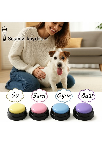 Kedi Köpek Için 4 Adet Ses Kayıtlı Eğitim ve Iletişim Butonu modelleri