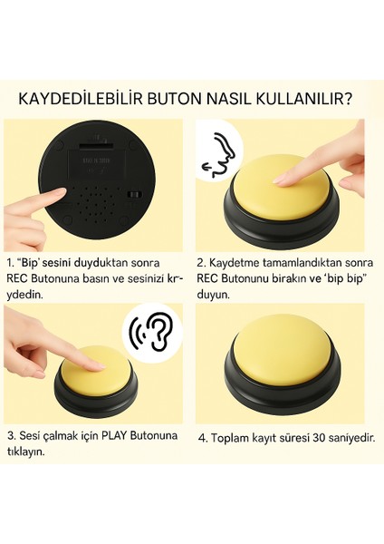 Kedi Köpek Için 4 Adet Ses Kayıtlı Eğitim ve Iletişim Butonu indirimleri