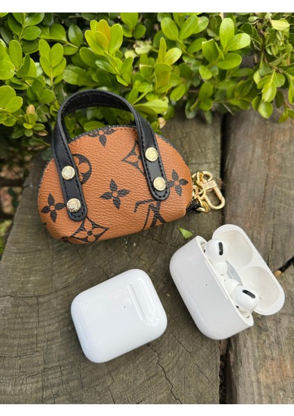 Kahve Marka Desenli Airpods 1/2/3/4/pro/pro2/pro3 Uyumlu Universal Çanta