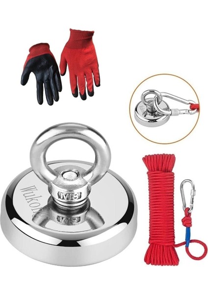 48 mm Magnet Fishing, Neodyum Pot Mıknatıs Seti Halat Eldiven, Mıknatıs Balıkçılığı