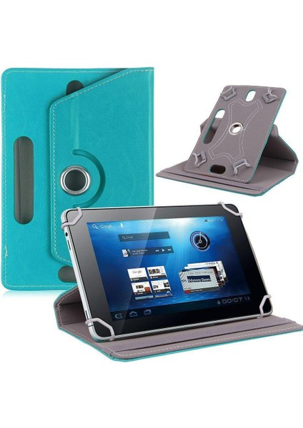 Lenovo Tab M8 (4. Nesil) ZABW0071TR 8" Dönerli Standlı Deri Tablet Kılıfı - Kırılmaz Ekran Koruyucu