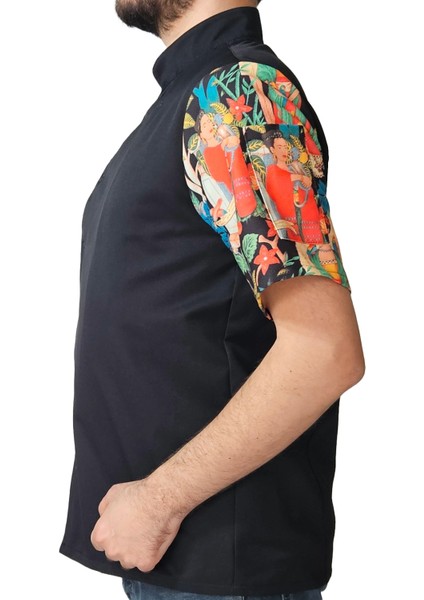 Aşçı Ceketi Desenli Unisex Çıtçıtlı Kısa Kollu Yazlık Chef Aşçı Mutfak Ceket Tablo Desenli