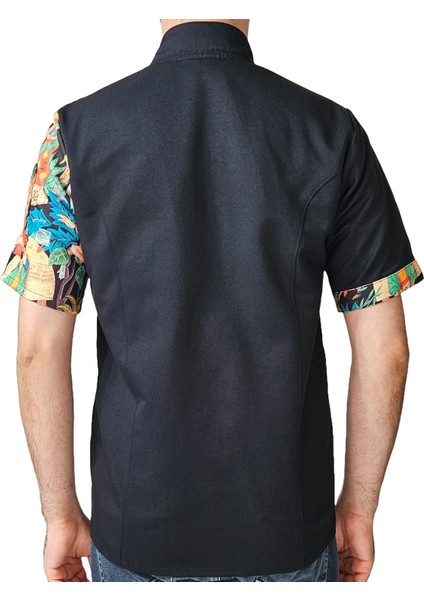 Aşçı Ceketi Desenli Unisex Çıtçıtlı Kısa Kollu Yazlık Chef Aşçı Mutfak Ceket Tablo Desenli