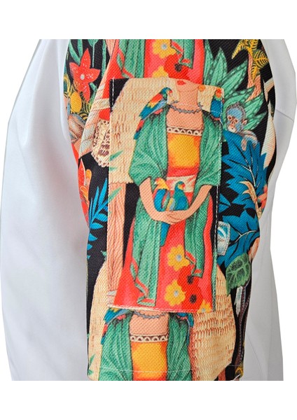 Aşçı Ceketi Desenli Unisex Çıtçıtlı Kısa Kollu Yazlık Chef Aşçı Mutfak Ceket Tablo Desenli