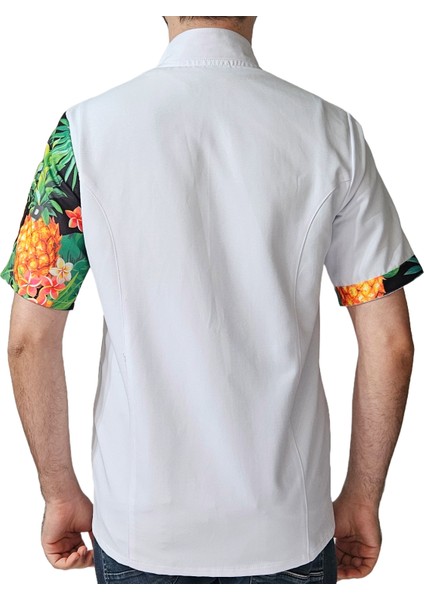 Aşçı Ceketi Desenli Unisex Çıtçıtlı Kısa Kollu Yazlık Chef Aşçı Mutfak Ceket Ananas Desenli modelleri