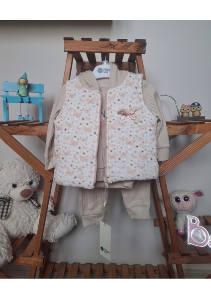 Kız Bebek 3'lü Kapüşonlu Takım